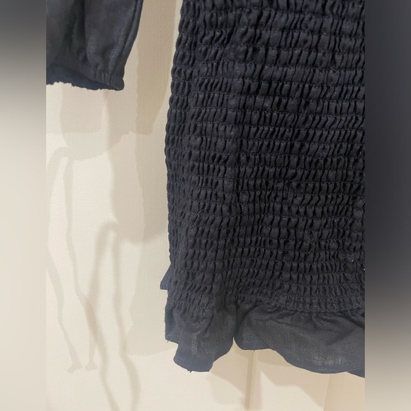Reformation Hilary Black Smocked Mini Dress Size M - Picture 11 of 16